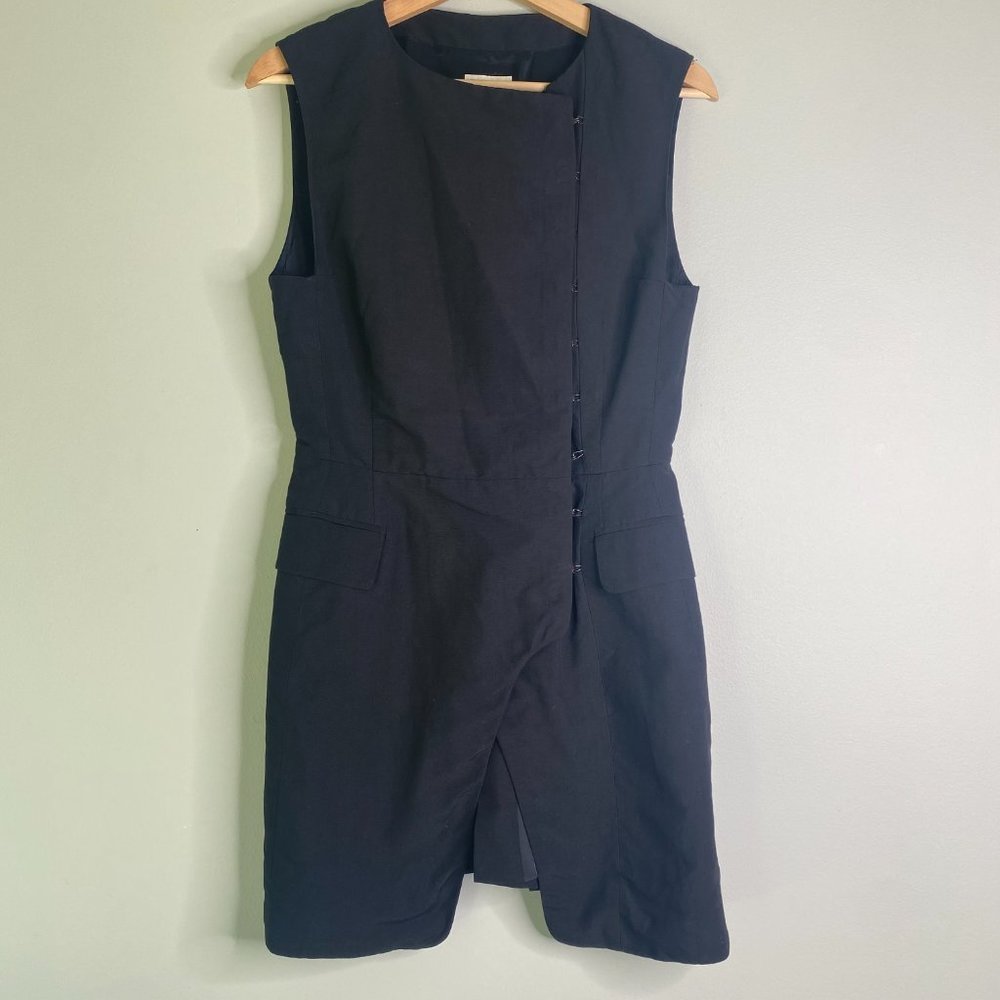 Dries Van Noten Asymmetrical Black Linen Blend Tunic Vest Size 36 Minimalist